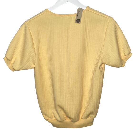 Vintage Jason Maxwell Yellow Quilted Short Sleeve Pullover Shirt - Women's XL - Picture 2 of 4